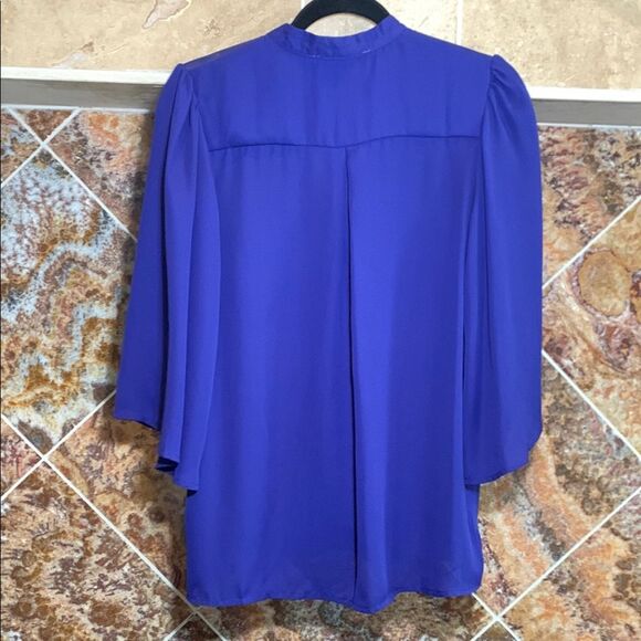 Women's a.maglia Blue Purple Boxy Blouse with Mandarin Collar Size Small - Picture 2 of 11